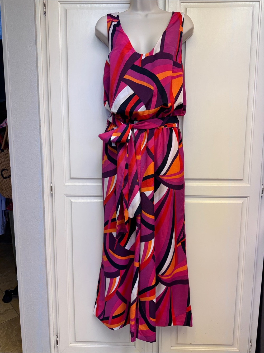 Trina Turk Pink Orange Purple Abstract Maxi Dress Sz 10
